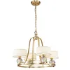 Image de Garden Zone Elstead Quoizel Gotham Lustre multi-bras avec abat-jour en laiton brossé