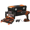 Image de BLACK+DECKER BDCHD18S1KA-QW Perceuse à percussion sans fil - 18 V - 1 batterie 1,5 Ah - 40 Nm - 21 000 cps/min - 2 Vitesses - 104 accessoires - Livrée en boite à outil