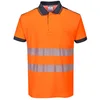 Image de Portwest PW3 Polo haute visibilité S/S, couleur : orange, bleu marine, taille XL, T180ONRXL