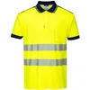 Image de Portwest PW3 T180YNRXL Polo haute visibilité S/S Couleur : jaune marine Taille XL