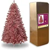 Image de SHATCHI Sapin de Noël artificiel rose champagne doré brillant avec branches articulées luxueuses en PVC, 1,5 m