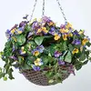 Image de HOMESCAPES Plante Artificielle Suspendue Pensées Multicolore Fleurs artificielles en Pot 60 cm