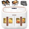 Image de Duronic AF34 WE Friteuse à air 2400W avec 1 grand tiroir de cuisson 10 litres et 2 petits tiroirs de 5L inclus 10 programmes préréglés Air fryer sans huile Chauffer préchauffer réchauffer déshydrater
