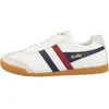 Image de Gola Harrier Leather Baskets unisexes, en blanc, bleu marine, rouge, taille 46 EU, White Navy Red, 46 EU