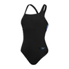 Image de Speedo Maillot de bain Flex Band pour femme avec soutien-gorge intégré | Swim Fitness | Entraînement, Noir/bleu curieux, 36/12B-D