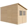 Image de Abri de Jardin en Bois Naturel(avec paroi latérale) PLUS LES PLANCHERS IMPRÉGNÉ- Stockage extérieur avec fenêtres- H244x218x416 cm/8 m2- Atelier rangement outils et vélos- TIMBELA M340A+M340G