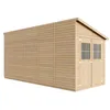 Image de Abri de Jardin en Bois Naturel (avec paroi latérale) PLUS LES PLANCHERS IMPRÉGNÉ- Stockage extérieur avec fenêtres- H244x218x514 cm/10 m2- Atelier rangement outils et vélos- TIMBELA M341A+M341G