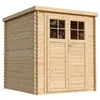 Image de TIMBELA M309F+M309G Abri de jardin en bois AVEC SOL TRAITÉ - Porte verrouillable de haute qualité - Stockage extérieur l204xL204xH200 cm/3.53 m2- Petit abri à outils, Local à vélos - Toit imperméable