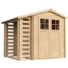 Image de Abri de jardin en bois et range bûches extérieur - porte verrouillable de haute qualité - Stockage extérieur I206xL272xH218 cm/ 3,53 + 0,97 m2 Petit abri à outils, Local à vélos TIMBELA M386F