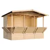 Image de TIMBELA M150B Maison de marché en bois, Étal de marché en bois, Grand stand de vendeur avec comptoir, CINQ FENÊTRES, H232x336x263 cm/6m2, Facile à monter et à démonter, Bar jardin