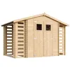 Image de Abri de jardin en bois et range bûches extérieur - Stockage extérieur I206xL328xH218 cm/ 3,53 + 0,97+0,97 m2 Petit abri à outils, Local à vélos - Toit imperméable, fenêtres TIMBELA M391