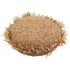 Image de J-Line Coussin Rond Raphia Naturel