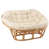 Image de J-Line Siège Roni Avec Coussin Rotin Naturel/Blanc