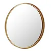 Image de J-Line Miroir Rond Haut Bord Métal/Verre Or Petit - Miroir Mural 60 x 60 cm