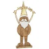 Image de J-Line Santa Hohoho Sur Pied Bois Or Large