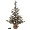 Image de J-Line Sapin de Noël neigeux+LED+Batterie en Pot Jute Plastique Vert Moyen