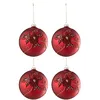 Image de J-Line Boîte Van4 Boule de Noël Fleur Verre Rouge Small