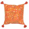 Image de J-Line Coussin Carre Fleurs+Floches Velours Orange