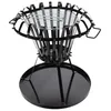 Image de Perel Brasero, avec grille chromé, bac à cendres, rond, 53.5 x Ø 50 cm, métal revêtu, noir