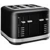 Image de KitchenAid Grille-pain à 4 tranches, fentes extra larges, deux commandes indépendantes, 7 niveaux de brunissage, bagel, décongélation, réchauffage, levage élevé, noir mat