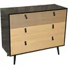 Image de Urban Living "CHELSEA" COMMODE 3 TIROIRS DECORE AVEC POIGNEES EFFET CUIR 99X40XH82CM