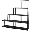 Image de Urban living "MADISON" BIBLIOTHEQUE ESCALIER 4 NIVEAUX EN METAL NOIR 160X30XH157CM