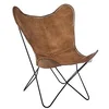 Image de J-Line chaise lounge - métal et cuir - cognac