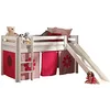 Image de Vipack PINO LIT Mezzanine avec Toboggan ET Housse Pink Flower Blanc, Pin Massif