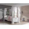 Image de Vipack AMORI Lit Simple à baldaquin 90x200cm laqué Blanc + Rideau de lit