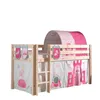 Image de Halfhoogslaper Charlotte met bedtent, -tunnel & opbergzakjes Princess II - dennenhout