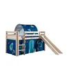 Image de Halfhoogslaper met glijbaan Astrid met bedtent en -tunnel Astro - dennenhout