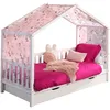 Image de Bedhuisje Dallas 2 90x200 met bedlade & voile met vlindermotief - wit/roze