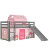 Image de Halfhoogslaper met glijbaan Astrid met bedtent en bedtunnel Spring - grijs