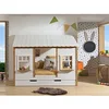 Image de Bedhuisje Odense met bedlade 90x200 MDF - wit/dennenhout