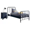 Image de Bed Bronxx metaal 90x200(incl. lattenbodem) met nachtkastje-mat denim blauw