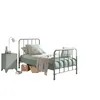 Image de Bed Bronxx metaal 90x200 (incl. lattenbodem) met nachtkastje - mat olijfgroen