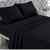 Image de VISION - Drap plat - 100% coton - Couleur : Noir - 270 x 300 cm - Lit double - Fibres naturelles - Tissage serré - Tissu doux et respirant - Certifié Oeko-Tex