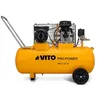 Image de VITO - Compresseur à Air 100L 10 Bar - Moteur à Courroie 2,5 CV 1850W - Débit 233L/min - Lubrifié à Huile - Professionnel et Silencieux - Sur Roues pour Atelier et Chantier