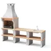 Image de MOVELAR - Barbecue préfabriqué à bois et charbon en béton réfractaire modèle Pack 1 ALCOA (Gris, Orange - 260 x 58 x 225 cm) REF: M00346 - Cuisine extérieure pour jardin ou patio