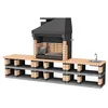 Image de MOVELAR - Barbecue préfabriqué à bois et charbon en béton réfractaire modèle Pack 2 Pan America Orange (Brique Orange, Gris) - Cuisine extérieure pour jardin ou patio REF: M00381