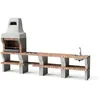Image de MOVELAR - Barbecue de chantier préfabriqué pour bois et charbon modèle PALERMO BARBECUE - Gris/terre cuite - Usage extérieur (PACK 2)