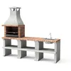 Image de MOVELAR - Barbecue préfabriqué pour bois et charbon modèle RAGUSA - Gris/terre cuite - Utilisation en extérieur (Pack 3)