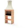 Image de MOVELAR - Barbecue préfabriqué pour bois et charbon modèle KHIVA PLUS avec grille Orange/beige - 86,5 x 58 x 246 cm Réf : M01021 - Utilisation en extérieur
