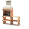 Image de MOVELAR - Barbecue préfabriqué pour bois et charbon modèle Benhaddou Plus avec béquille latérale complète et grille - 178 x 70 x 262 cm - Réf : M01031 - Utilisation en extérieur (orange)