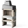 Image de MOVELAR - Barbecue préfabriqué à bois et charbon en béton réfractaire modèle California Plus XL (Gris, Beige - 110 x 64 x 225 cm) REF: M00137 - Barbecue extérieur avec grille inox