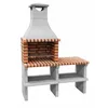 Image de MOVELAR - Barbecue préfabriqué à bois et charbon en béton réfractaire modèle Sines XL (Gris, Orange - 144 x 58 x 200 cm) REF: 3530/2 - Cuisine extérieure pour jardin ou patio