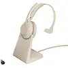 Image de Jabra Evolve2 65 Casque PC sans Fil avec Station de Charge, Casque Mono Certifié UC Anti-bruit avec Batterie Longue Durée, Adaptateur Bluetooth USB-C, Beige