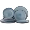 Image de Bloomingville Sandrine Service de vaisselle 12 pièces en grès bleu - Assiettes & Bols Scandinave - 82068305