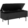 Image de House Nordic Banc en Velours Noir avec Rangement et Pieds Noirs 95 x 36,5 x 46 cm