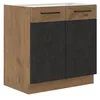 Image de Meuble bas ROCK - Mélaminé - Chene Lancelot et gris matera - L 80 x H82 cm